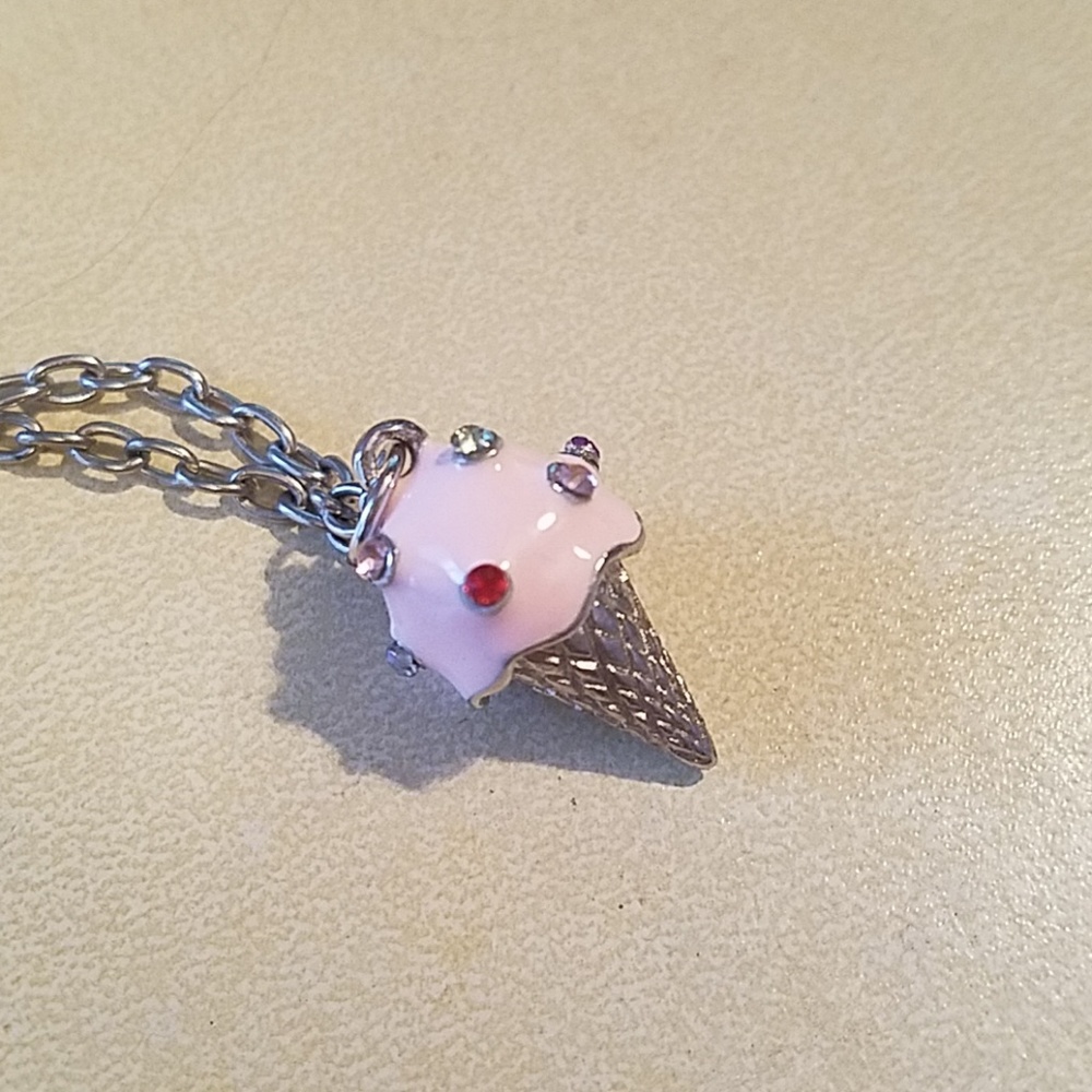 Swarovski Crystal Enamel Ice Cream Cone Charm
